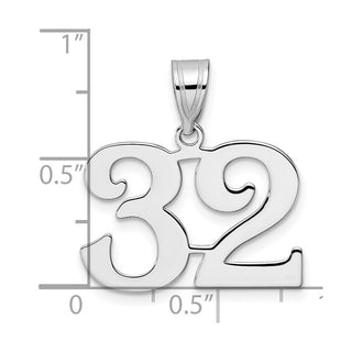 14k White Gold Polished Number 32 Pendant