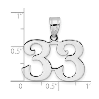 14k White Gold Polished Number 33 Pendant