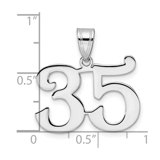14k White Gold Polished Number 35 Pendant