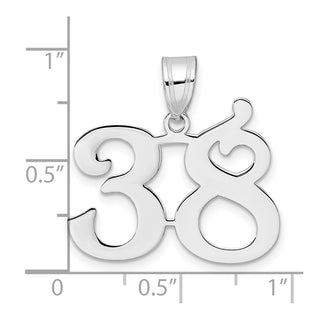 14k White Gold Polished Number 38 Pendant