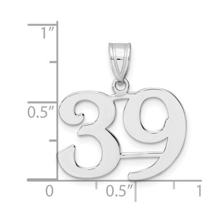 14k White Gold Polished Number 39 Pendant