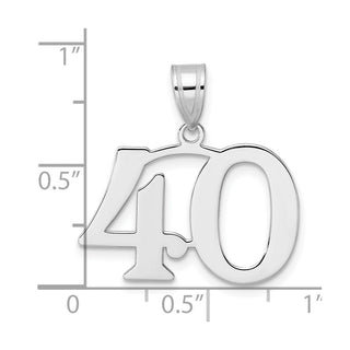14k White Gold Polished Number 40 Pendant