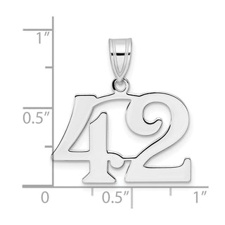 14k White Gold Polished Number 42 Pendant