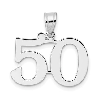 14k White Gold Polished Number 50 Pendant WAPN50