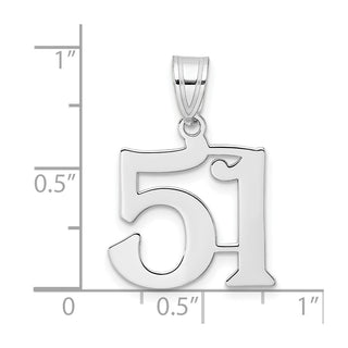 14k White Gold Polished Number 51 Pendant
