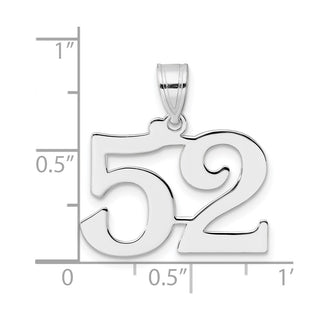 14k White Gold Polished Number 52 Pendant