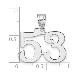 14k White Gold Polished Number 53 Pendant