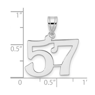 14k White Gold Polished Number 57 Pendant