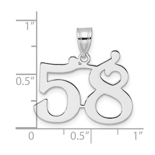 14k White Gold Polished Number 58 Pendant