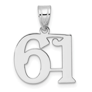 14k White Gold Polished Number 61 Pendant