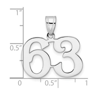 14k White Gold Polished Number 63 Pendant