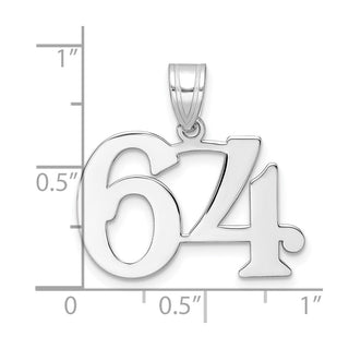 14k White Gold Polished Number 64 Pendant