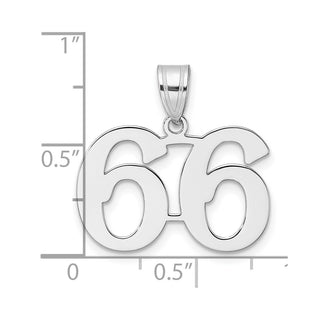 14k White Gold Polished Number 66 Pendant