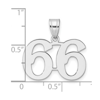 14k White Gold Polished Number 66 Pendant
