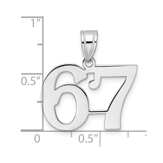 14k White Gold Polished Number 67 Pendant