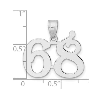 14k White Gold Polished Number 68 Pendant