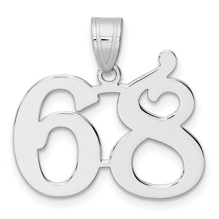 14k White Gold Polished Number 68 Pendant