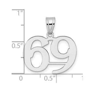 14k White Gold Polished Number 69 Pendant