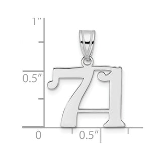 14k White Gold Polished Number 71 Pendant