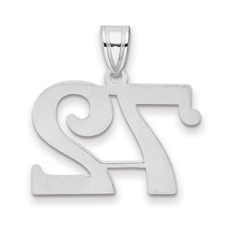 14k White Gold Polished Number 72 Pendant