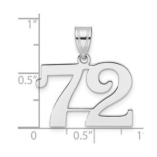 14k White Gold Polished Number 72 Pendant