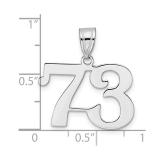 14k White Gold Polished Number 73 Pendant
