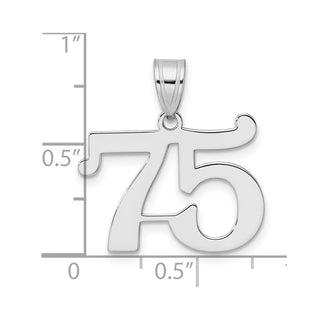 14k White Gold Polished Number 75 Pendant