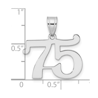 14k White Gold Polished Number 75 Pendant