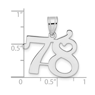 14k White Gold Polished Number 78 Pendant