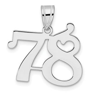 14k White Gold Polished Number 78 Pendant
