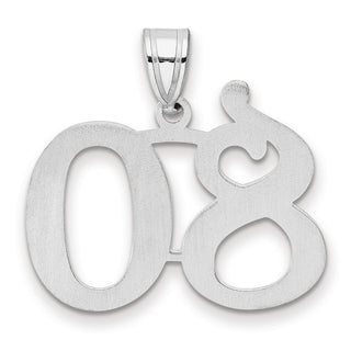 14k White Gold Polished Number 80 Pendant