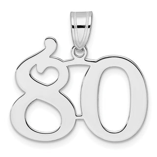 14k White Gold Polished Number 80 Pendant