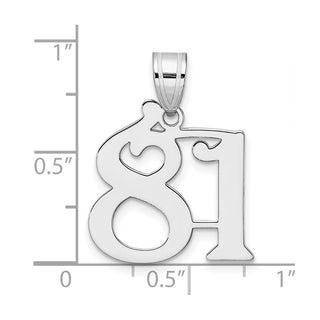 14k White Gold Polished Number 81 Pendant