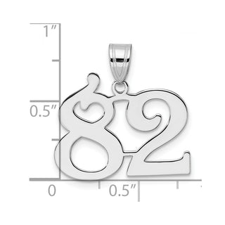 14k White Gold Polished Number 82 Pendant
