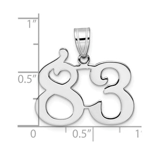 14k White Gold Polished Number 83 Pendant