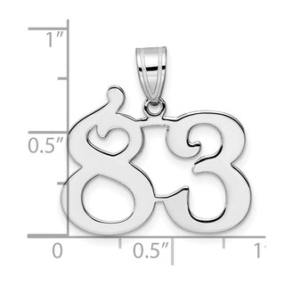 14k White Gold Polished Number 83 Pendant