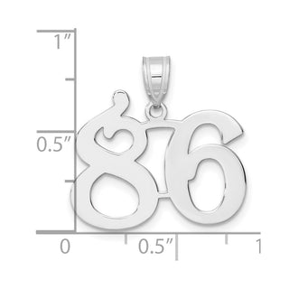 14k White Gold Polished Number 86 Pendant