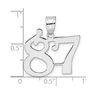 14k White Gold Polished Number 87 Pendant