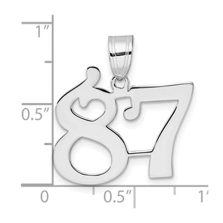14k White Gold Polished Number 87 Pendant