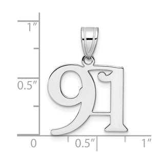 14k White Gold Polished Number 91 Pendant