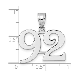 14k White Gold Polished Number 92 Pendant