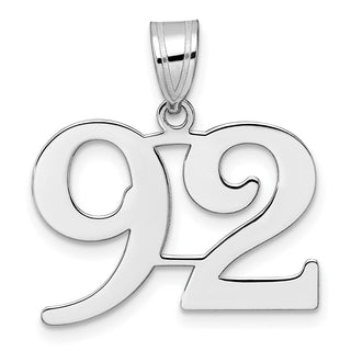 14k White Gold Polished Number 92 Pendant