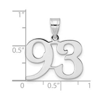 14k White Gold Polished Number 93 Pendant