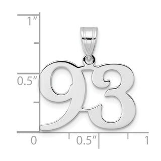 14k White Gold Polished Number 93 Pendant