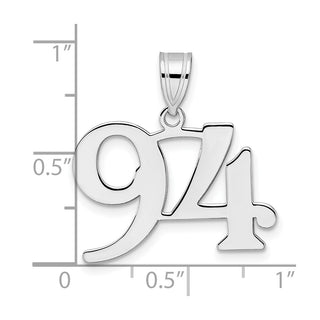 14k White Gold Polished Number 94 Pendant