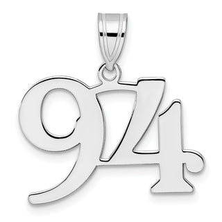 14k White Gold Polished Number 94 Pendant