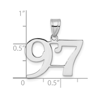 14k White Gold Polished Number 97 Pendant