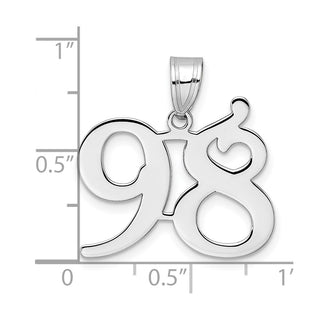 14k White Gold Polished Number 98 Pendant