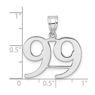 14k White Gold Polished Number 99 Pendant