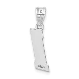 14k White Gold Polished Block Number 1 Pendant
